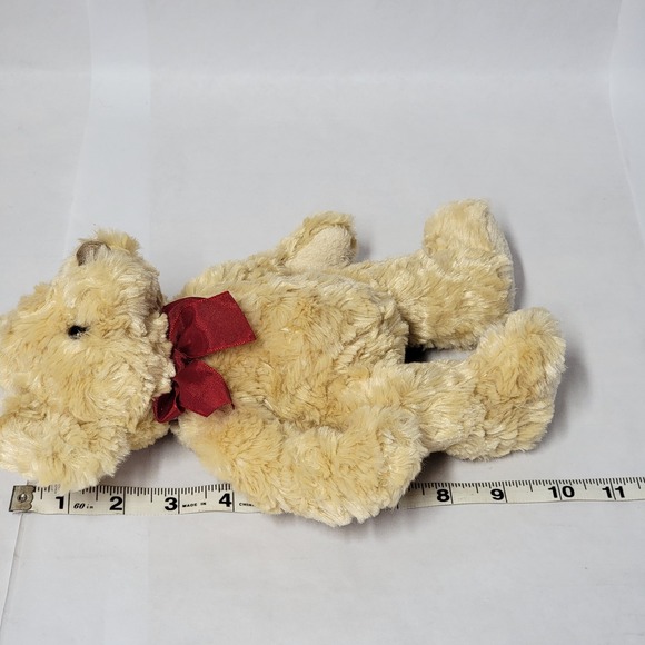 Russ Berrie Spencer Teddy Bear Plush 10" Tan Red Bow Stuffed beanie Animal soft - Picture 5 of 7
